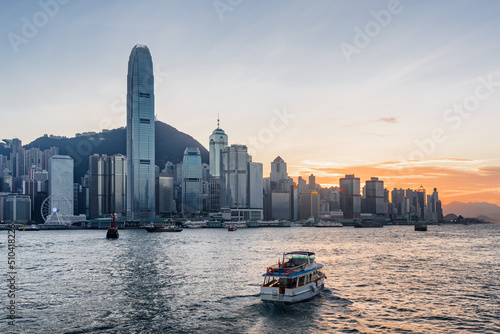 Canvas Print View of Hong Kong Island skyline at sunset