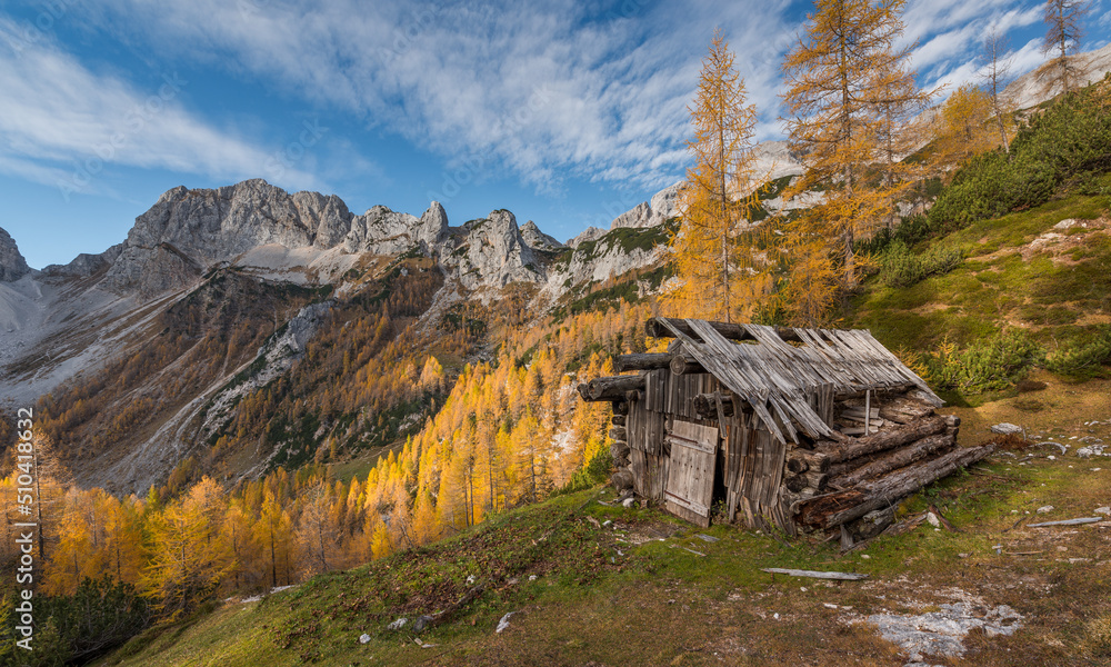 Beautiful autumn scenery in the mountains of Julian Alps in Slovenia. Beautiful autumn scenery in the mountains of Julian Alps in Slovenia.
