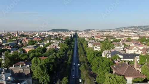 Andrassy Avenue (Andrassy ut), most famous street of Budapest, Hungary photo