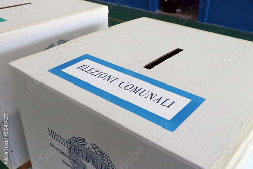 Italian elections. Ballot box for municipal elections. Elections of the mayor. Italian politics. photo