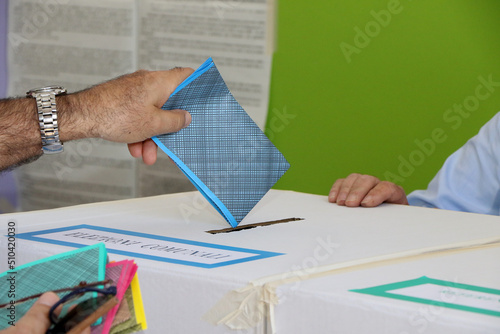 Italian elections. Ballot box for municipal elections. Elections of the mayor. Italian politics. photo