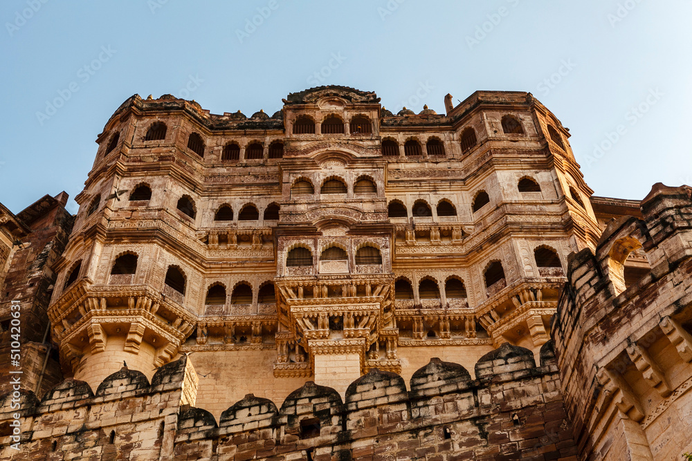 Exterior of the Mehrangarh Fort in Jodhpur, Rajasthan, India, Asia