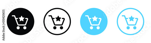 add to shopping cart icon, shop basket save symbol sign with favorite star icon 