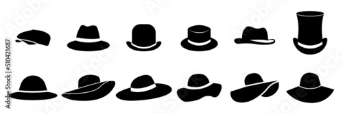 Vászonkép Man and woman hats icon set