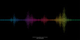 Abstract sound wave equalizer stripe lines colorful spectrum light isolated on black background. Vector illustration in concept music, sound, technology.