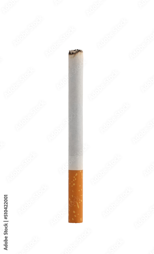 Cigarette isolated on white background. Drugs are harmful to the lungs. Cigarette isolated on white background. Drugs are harmful to the lungs.