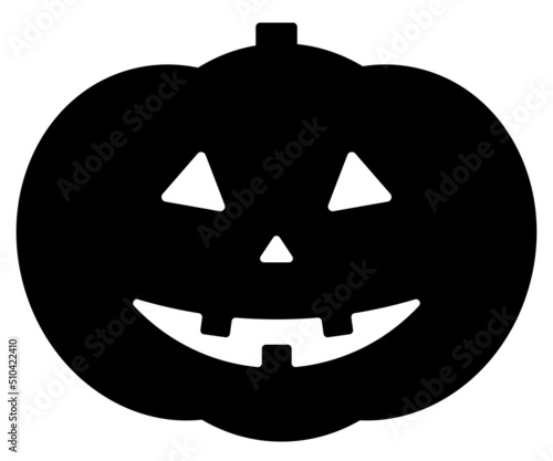 ハロウィンのカボチャのシンプルなシルエットイラスト（ジャックオーランタン）