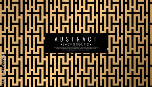 Abstract gold geometric maze pattern background. Puzzle concept wallpaper. Vector Illustration.