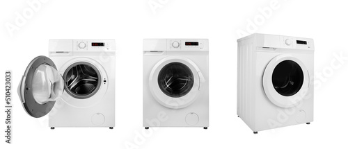 Washing machine set isolated on white background