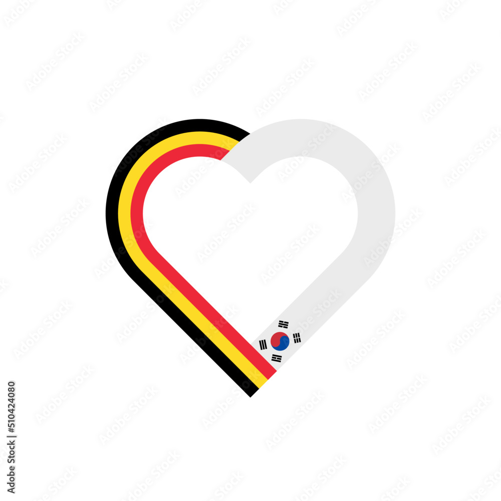 unity concept. heart ribbon icon of belgium and south korea flags. vector illustration isolated on white background unity concept. heart ribbon icon of belgium and south korea flags. vector illustration isolated on white background