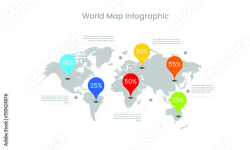 Light World map with pointer marks - communication concept