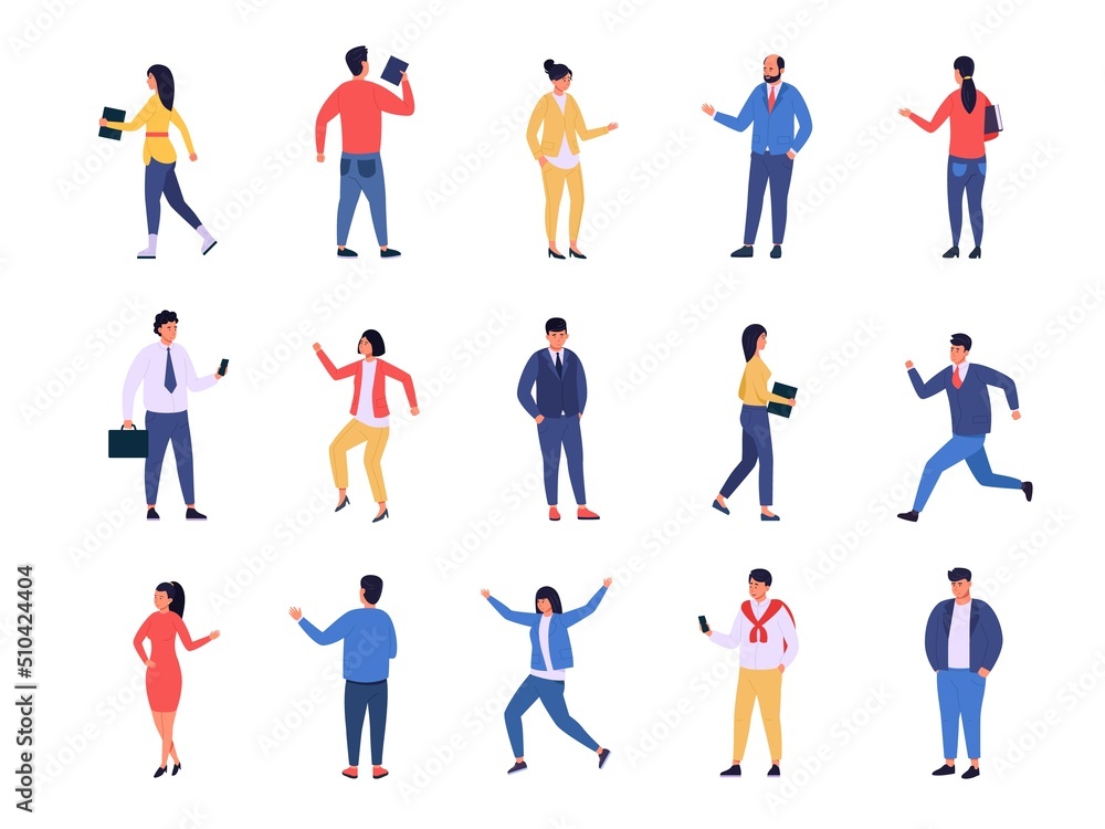 Happy office workers. Successful joyful business people, excited team workers celebrating promotion and career event. Vector colleague characters set
