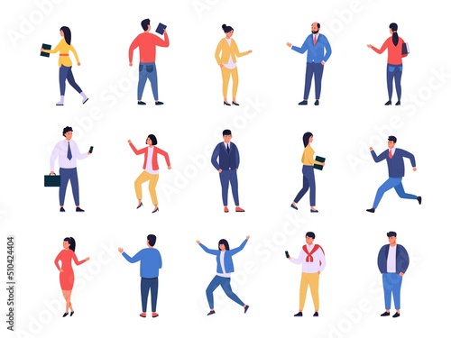 Happy office workers. Successful joyful business people, excited team workers celebrating promotion and career event. Vector colleague characters set