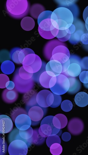 black background with blue and pink circles
