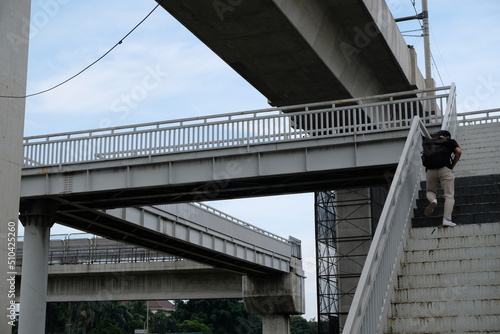Pedestrian bridge near Fatmawati MRT Station, taken on June 11, 2022 in Jakarta, Indonesia