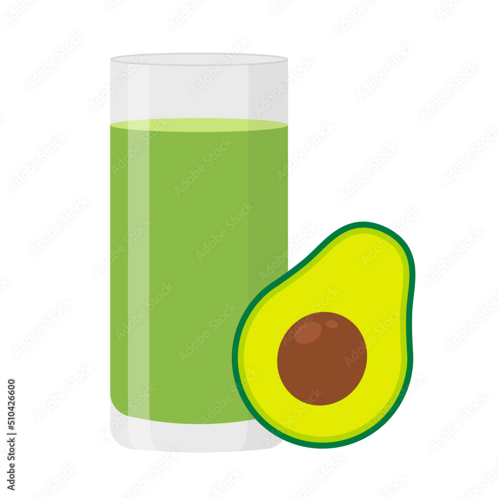 avocado juice glass vector illustration on white background avocado juice glass vector illustration on white background