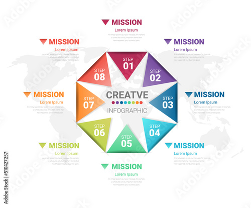 Circle Infographic thin line design and 8 options or steps. Infographics for business concept. Can be used for presentations banner, workflow layout, process diagram, flow chart.