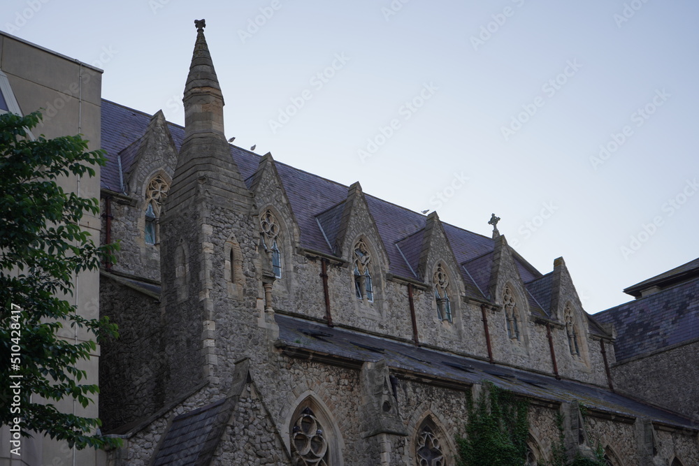 Fototapeta premium old historic church green trees