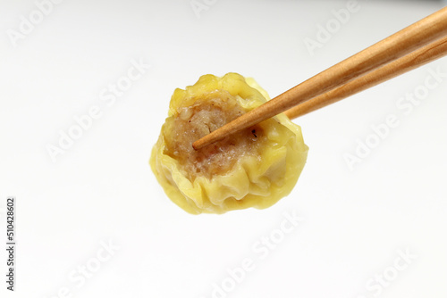 Siu Mai, Shumai,  Chinese steamed dumplings, dimsum chopsticks.