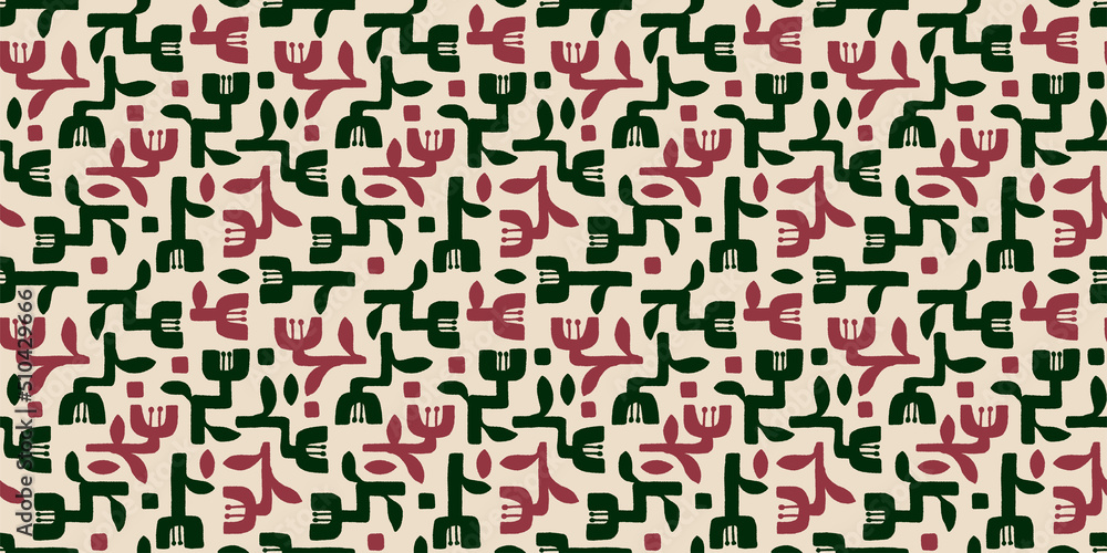 Fototapeta premium Floral illustration background. Seamless pattern.Vector. 花のイラストパターン