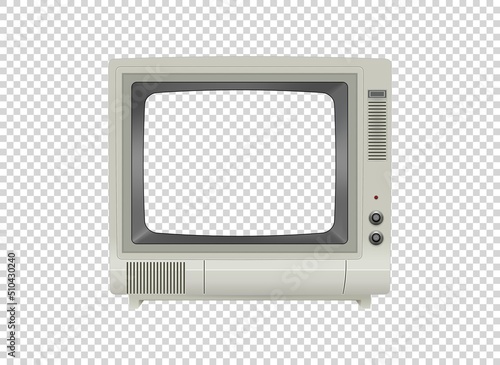 Vector retro television mock up isolate on transparent grid