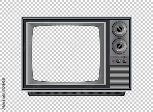 Vector retro television mock up isolate on transparent grid