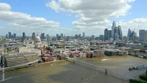 Aerial view over the city of London with St Pauls Cathedral and River Thames - travel photography photo