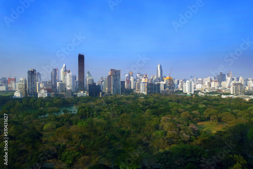  Bangkok city scape with public park © Watchalee