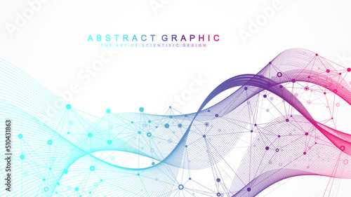 Abstract structure molecules or atom for science or medical background.