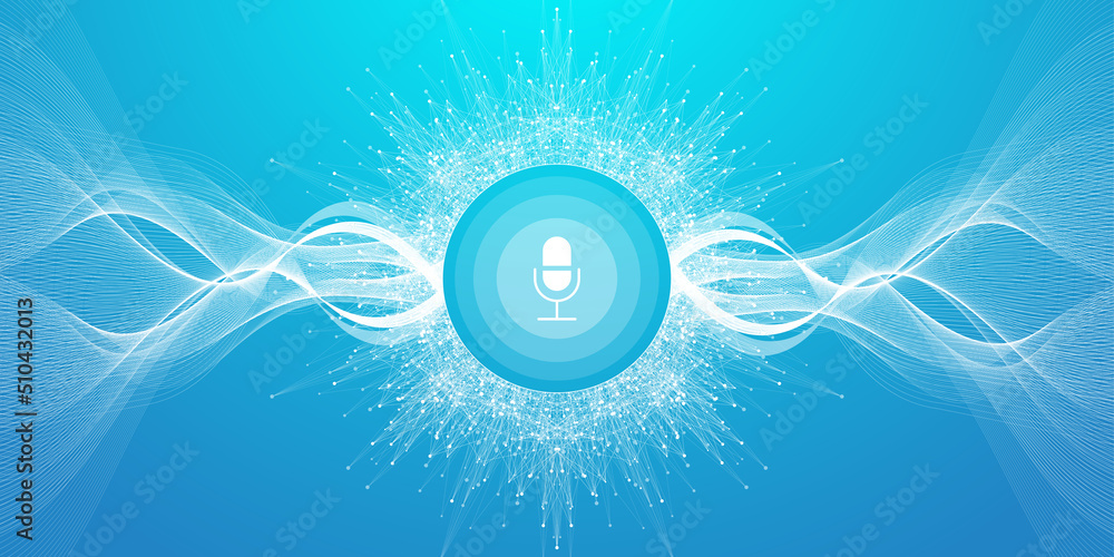 Voice assistant concept. Vector sound wave. Voice and sound recognition ...