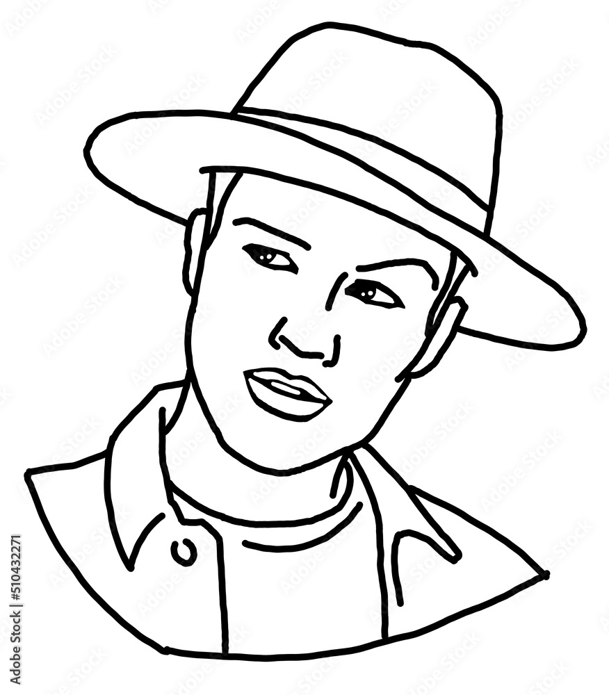 Handsome man wear stylish hat. Friendly face portrait. Street urban fashion for hipster, model, student, young, adult. Hand drawn retro vintage illustration. Old style comic cartoon drawing. Handsome man wear stylish hat. Friendly face portrait. Street urban fashion for hipster, model, student, young, adult. Hand drawn retro vintage illustration. Old style comic cartoon drawing.