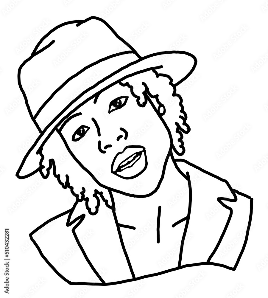 Handsome black man wear stylish hat. Friendly face portrait. Street urban fashion for hipster, model, student, young, adult. Hand drawn retro vintage illustration. Old style comic cartoon drawing. Handsome black man wear stylish hat. Friendly face portrait. Street urban fashion for hipster, model, student, young, adult. Hand drawn retro vintage illustration. Old style comic cartoon drawing.