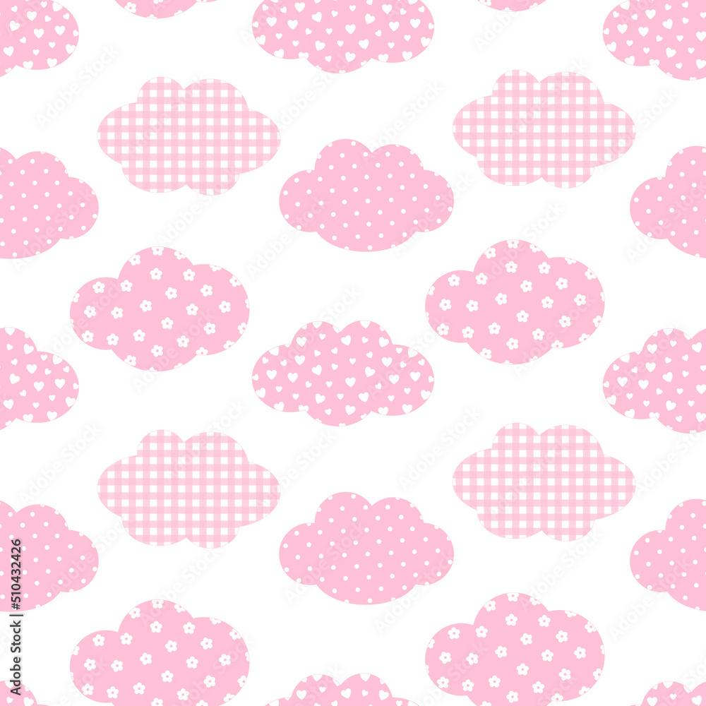 Seamless pattern pink cloud ornament vector illustration Seamless pattern pink cloud ornament vector illustration