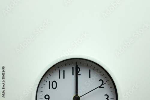 Minimal background,time,deadline concept.,Flay lay Part of White Clock on white background with copyspace