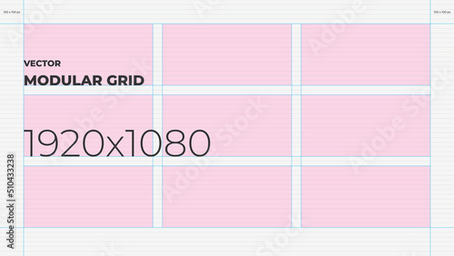 Vector modular grid for Full HD screen with 3 columns and 3 rows