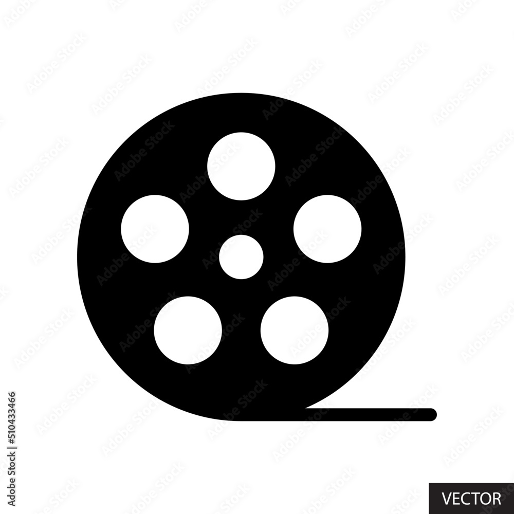 Film Reel, Film Roll or Filmstrip vector icon in flat style design for website design, app, UI, isolated on white background. Vector illustration.