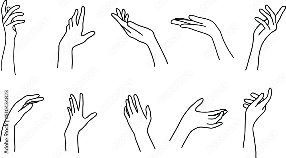 palm and hand line art set; reach out, hold out, element icon set palm and hand line art set; reach out, hold out, element icon set