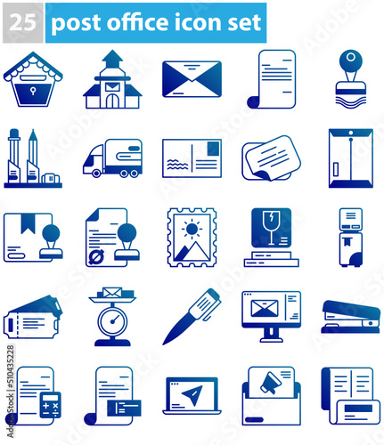 post office and delivery service icon set
