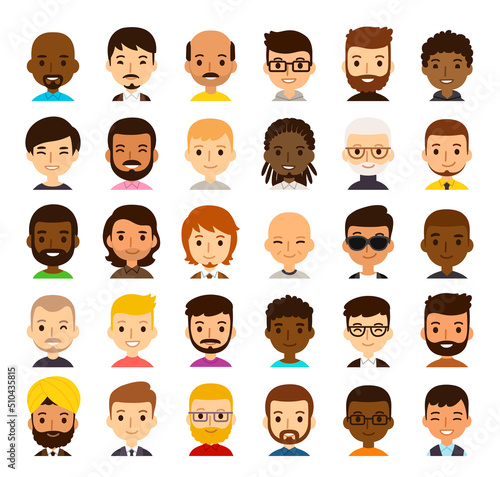 Diverse Cartoon Men Avatars