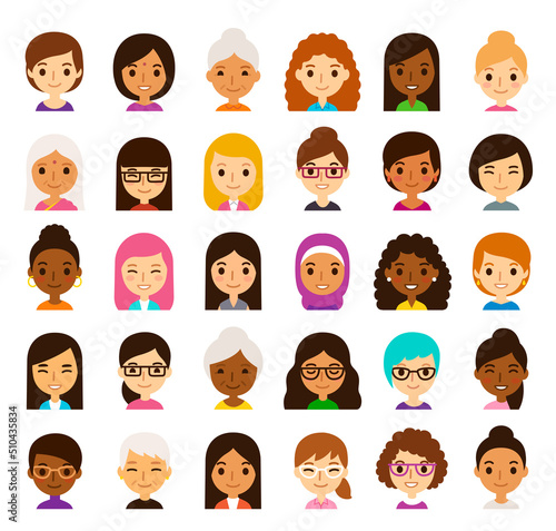 Diverse Cartoon Women Avatars