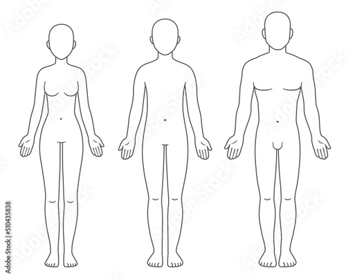 Male, female and unisex body chart