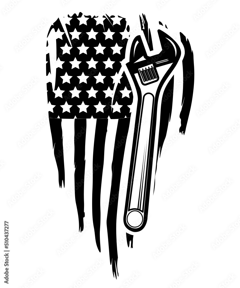 mechanic svg,mechanic flag svg, mechanic american flag svg, wrench svg