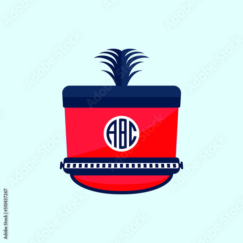 Marching Band Hat Illustration With Red And Dark Color Design. Premium Vector And Creative Unique Design.