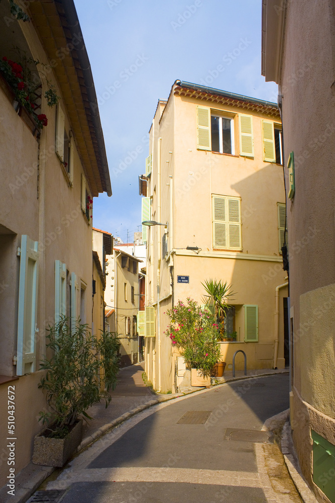 Picturesque architecture of the Old Town in Antibes, France 
