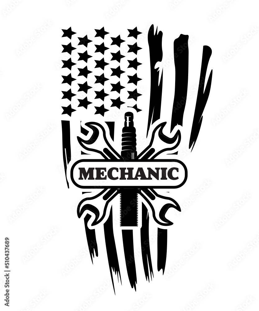 mechanic svg, mechanic flag svg, mechanic american flag svg, wrench svg