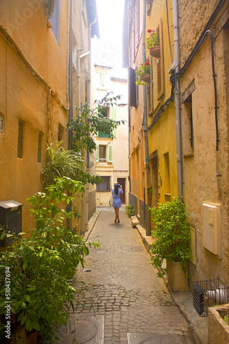 Picturesque architecture of the Old Town in Antibes, France 