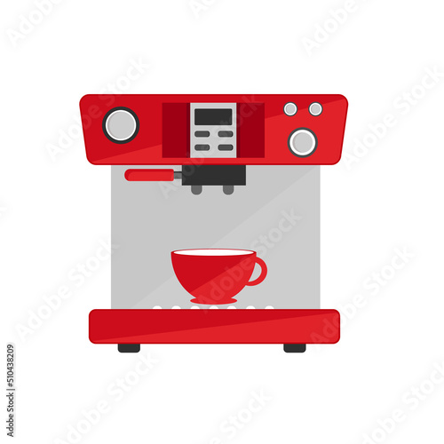 Obraz na płótnie Coffee machine flat illustration. Front view of coffee machine. Vector w salonie
