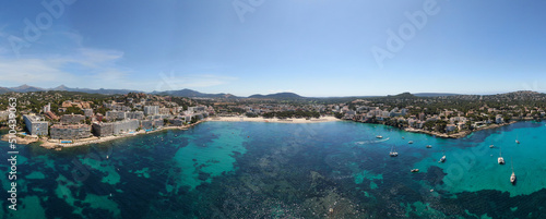 Santa Ponsa Mallorca. Beautiful panoramic view of the seacoast of Majorca with an amazing turquoise sea,. Concept of summer, travel, relax, hotel, holiday and enjoy photo