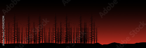 silhouette of dead tree in landscape flat design vector illustration good for wallpaper, banner, background, backdrop, tourism, web, and design template