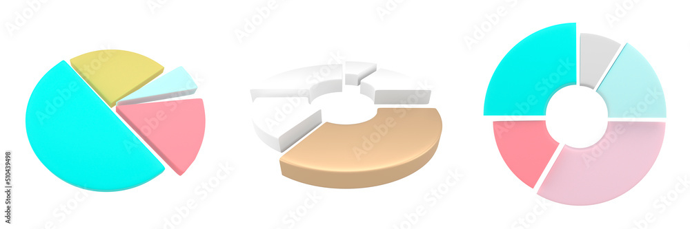 Circle diagram graph icon set. Simple 3d render illustration. Circle diagram graph icon set. Simple 3d render illustration.